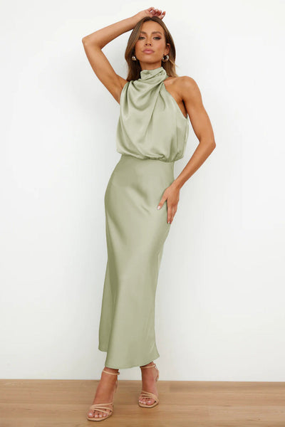 Eva - Lang Kjole med Halterneck