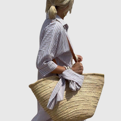 Elodie - Chic Stribet Skjortekjole Med Knapper