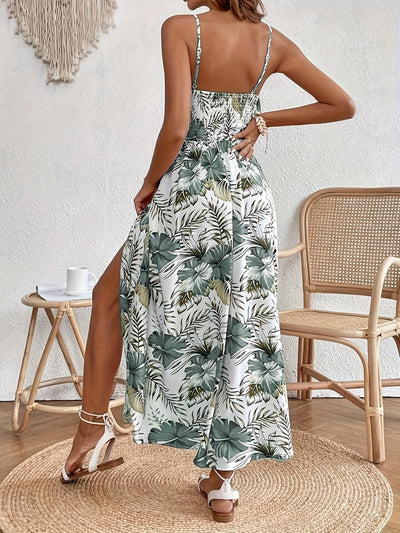 Maple - Floral V-hals Suspender Maxi Dres 