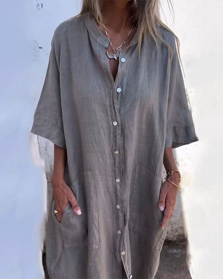 Melanie™ | Ankellang skjortekjole i afslappet stil i Ibiza-stil