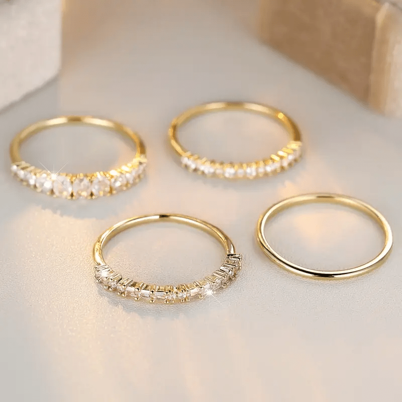 14 karat gyldne zirkonia stablingringe
