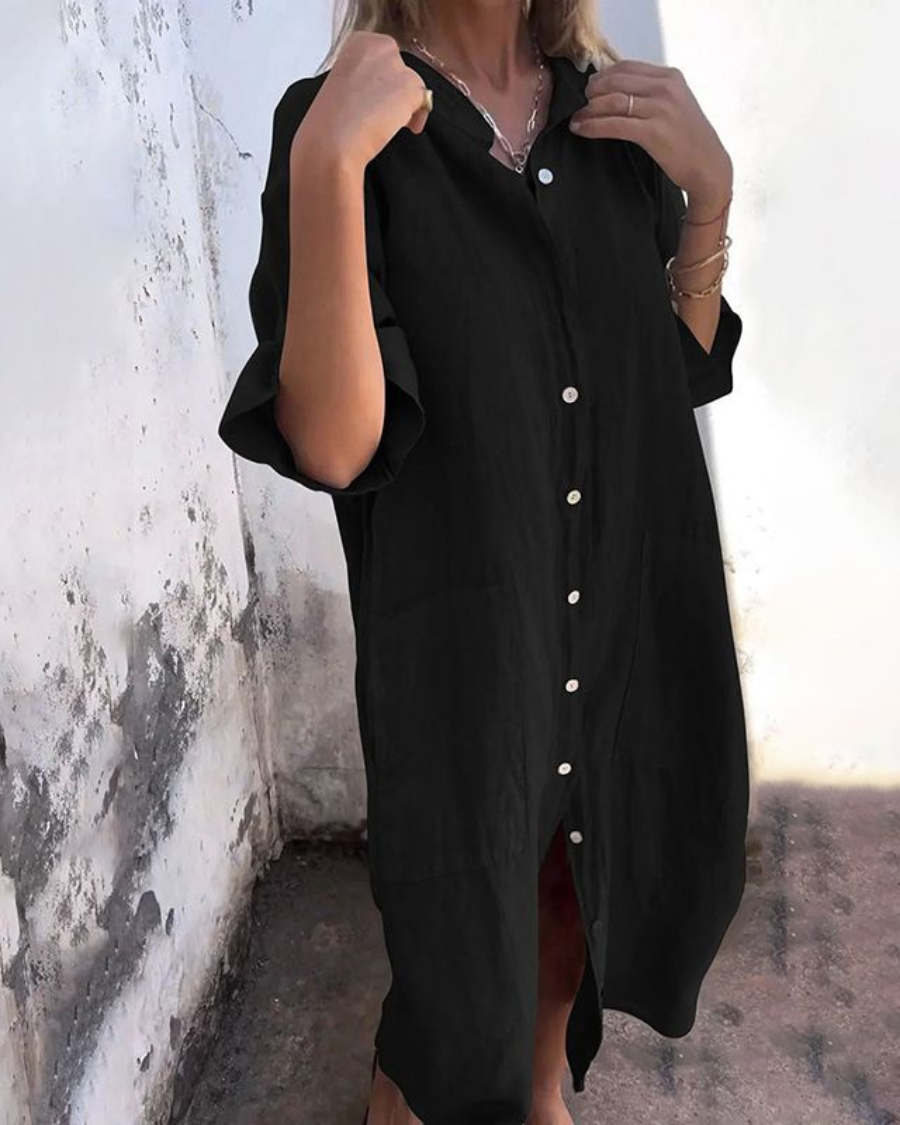 Sofia™ | Ibiza Stil Casual Skjortekjole