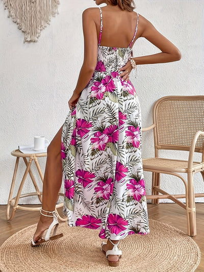 Maple - Floral V-hals Suspender Maxi Dres 