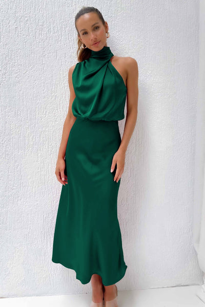 Eva - Lang Kjole med Halterneck