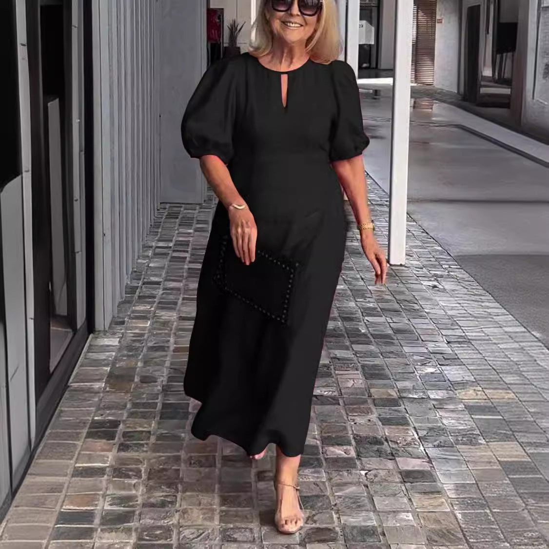 Frankie - Chic løs kjole med bobleærmer