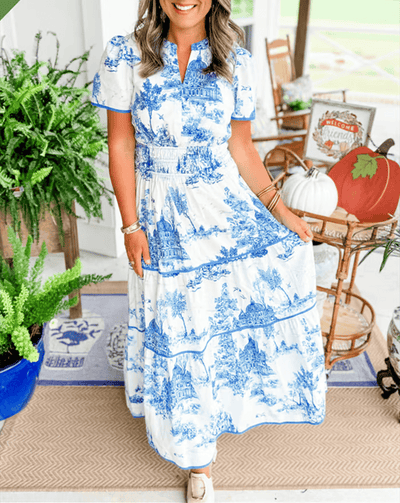 Solene - Boho Chic V-hals Floral Maxikjole