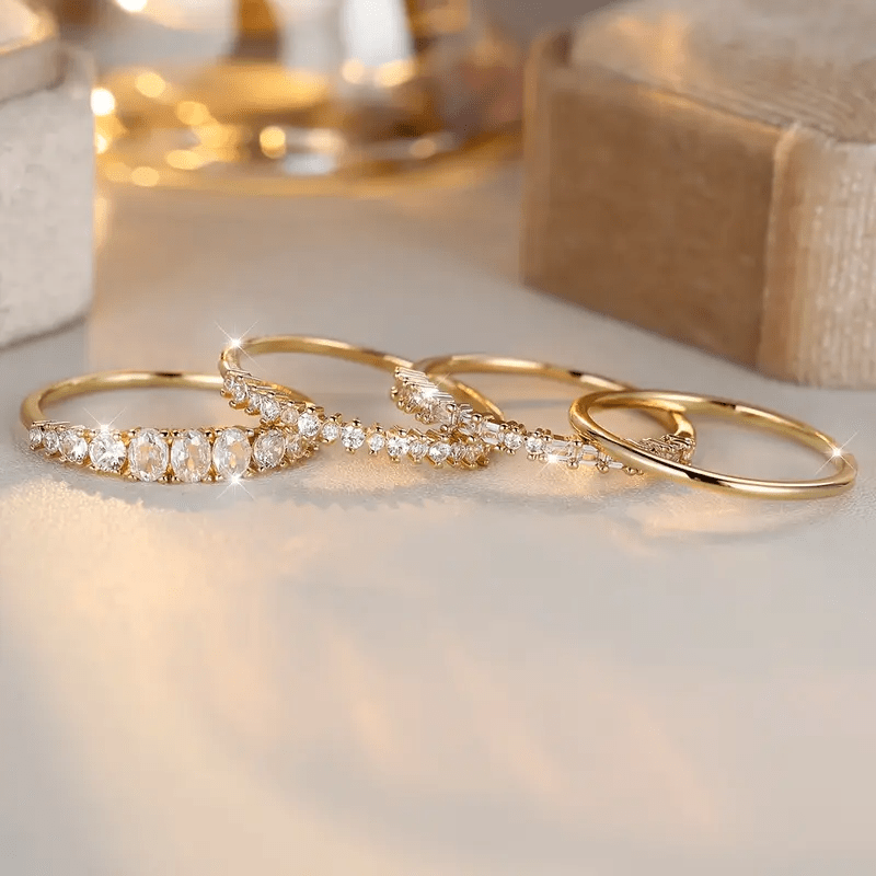 14 karat gyldne zirkonia stablingringe
