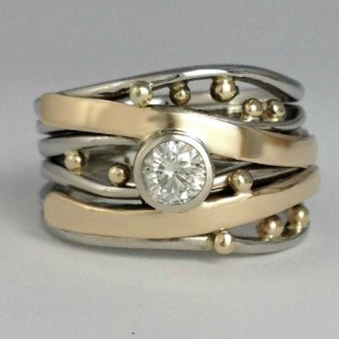 Royal - Vintage guldindlagt zirkoniaring 