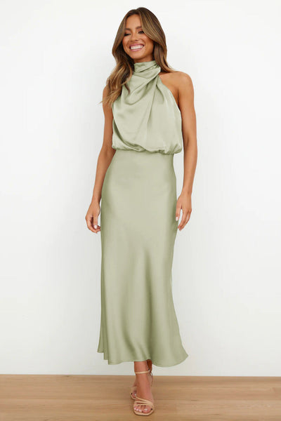 Eva - Lang Kjole med Halterneck