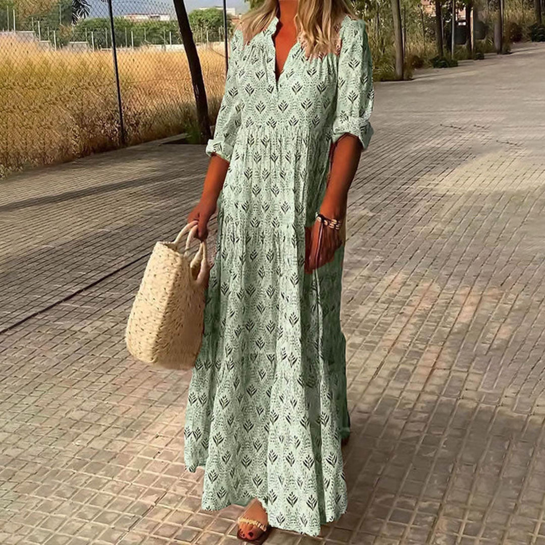 Alexa - Elegant, flagrende boho maxikjole
