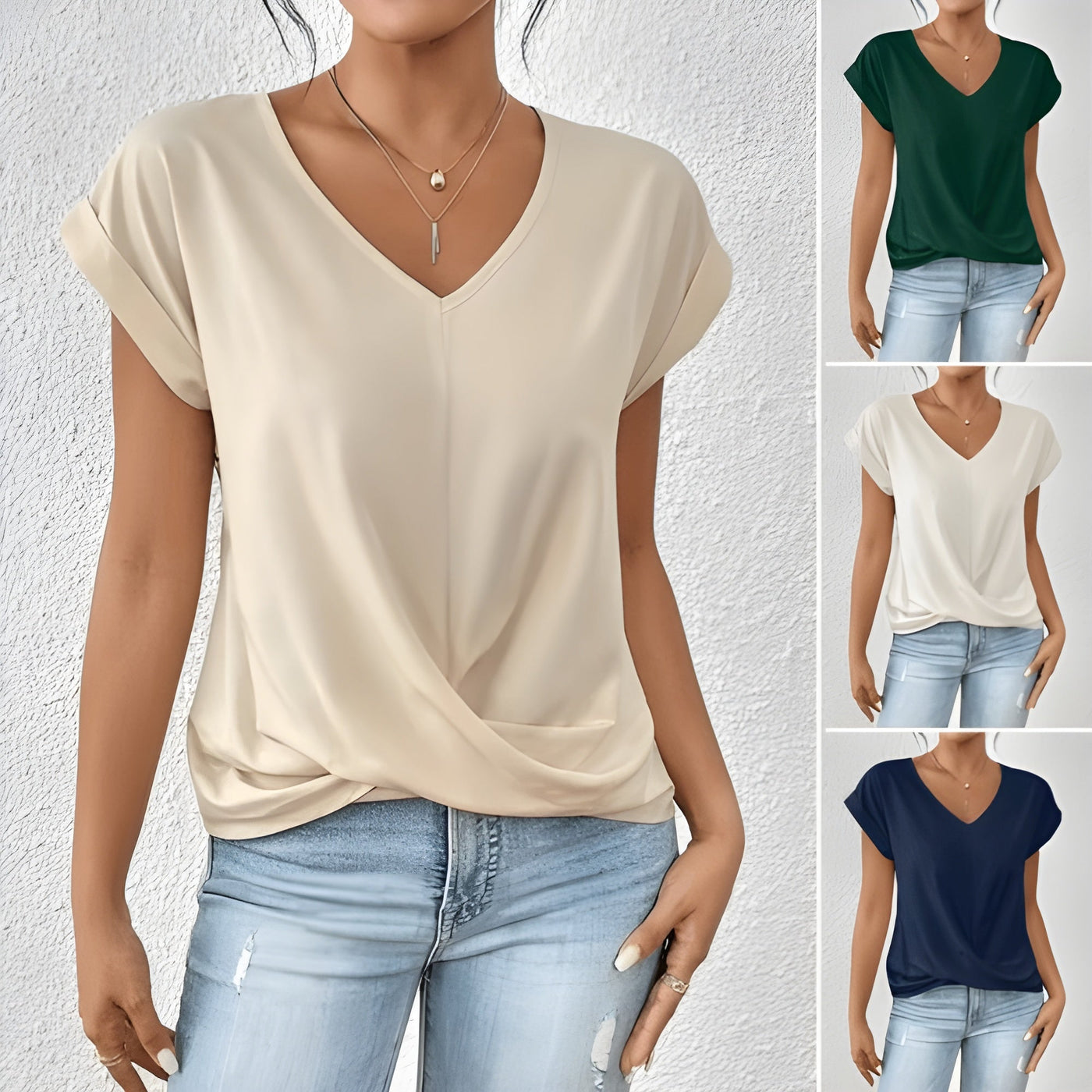 Maya – Top med V-hals og snoet front