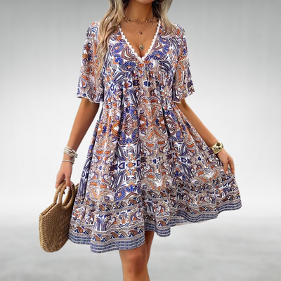 Adriana - Sommer Boho Paisley Print Minikjole