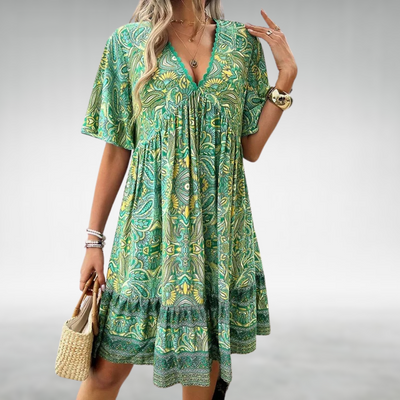 Adriana - Sommer Boho Paisley Print Minikjole