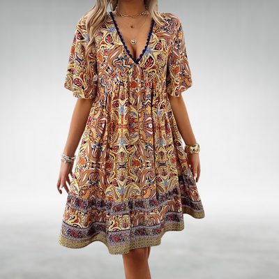Adriana - Sommer Boho Paisley Print Minikjole