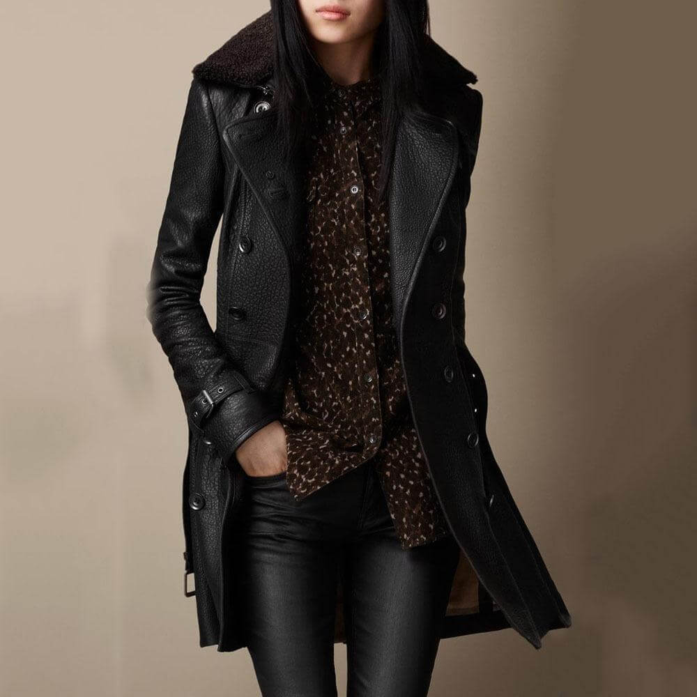 Tanja - Elegant Læder Trenchcoat