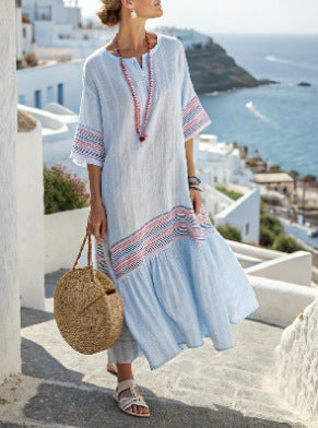 Isalie | Streifenkleid mit V-Ausschnitt for Urlaubsflair