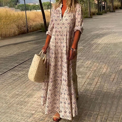 Alexa - Elegant, flagrende boho maxikjole