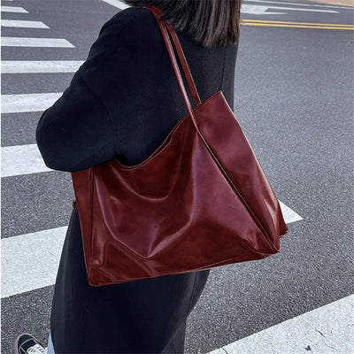 lisa™ – rummelig brun tote taske i læderlook