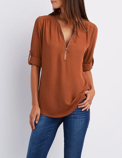 Ronja – Elegant top med lynlås 