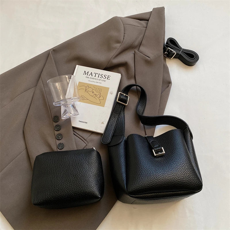 iris™ – moderne bucket taske i læderlook
