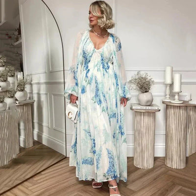 Nora – Blå Ocean Maxikjole