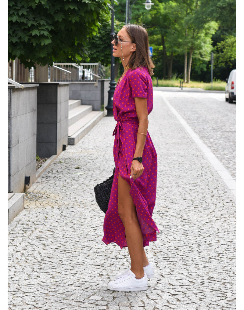 Violet – Blomsterprintet Wrap Midi-kjole