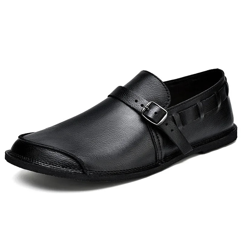 Læderloafers med spænder