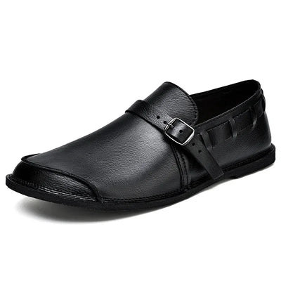 Læderloafers med spænder