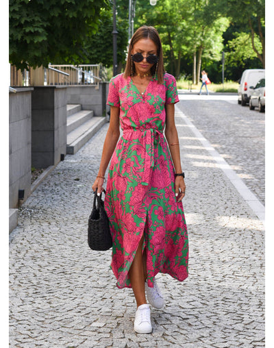 Violet – Blomsterprintet Wrap Midi-kjole