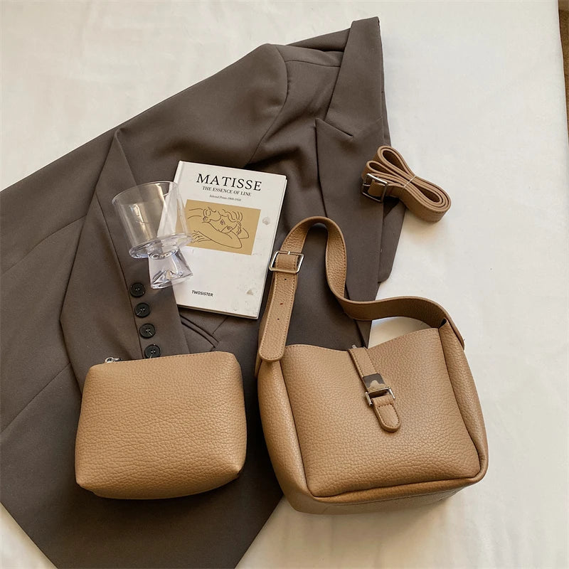 iris™ – moderne bucket taske i læderlook