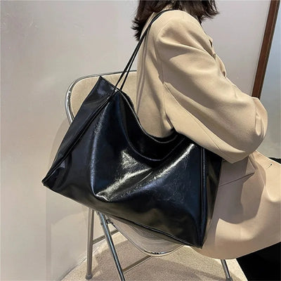 lisa™ – rummelig brun tote taske i læderlook
