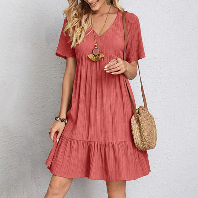 Audrey - Trendy Boho Minikjole med Flæsekant