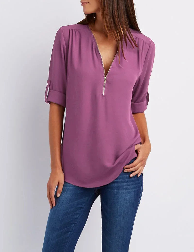 Ronja – Elegant top med lynlås 