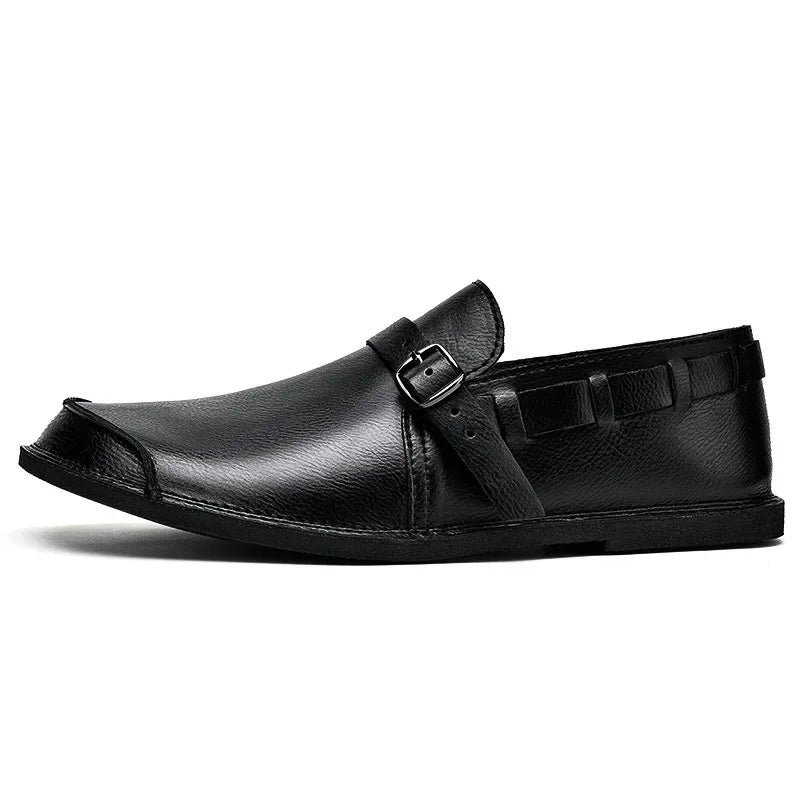 Læderloafers med spænder