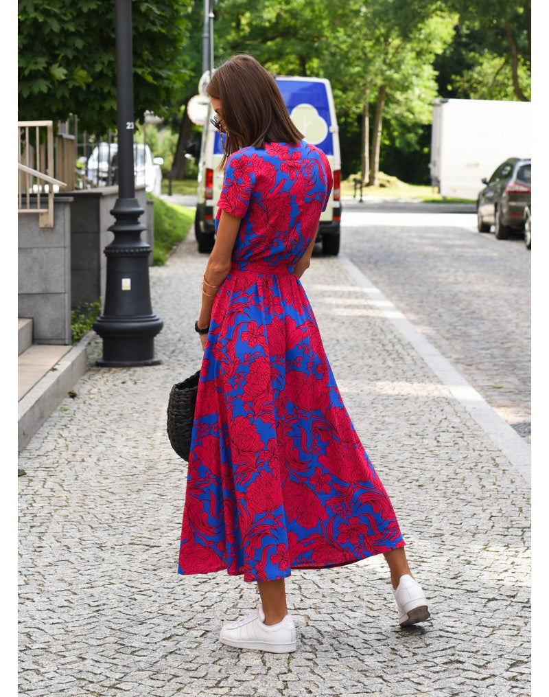 Violet – Blomsterprintet Wrap Midi-kjole