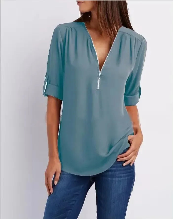 Ronja – Elegant top med lynlås 
