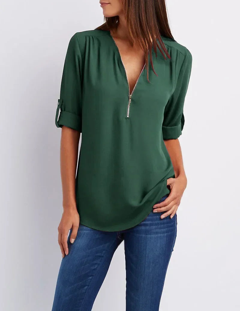 Ronja – Elegant top med lynlås 