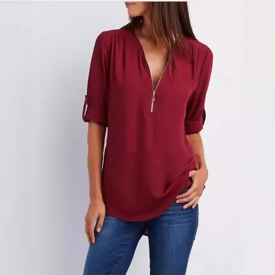 Ronja – Elegant top med lynlås 