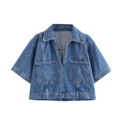 Amalie | V-hals Denim Sæt 