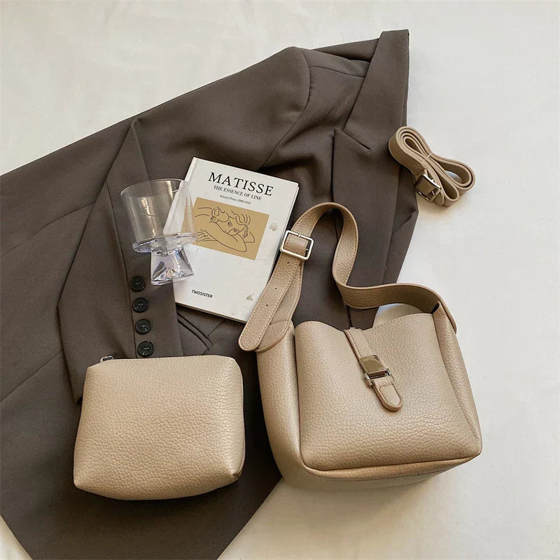 iris™ – moderne bucket taske i læderlook