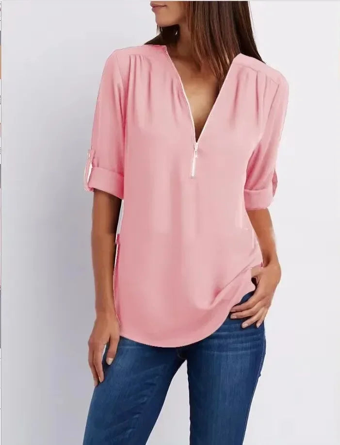 Ronja – Elegant top med lynlås 