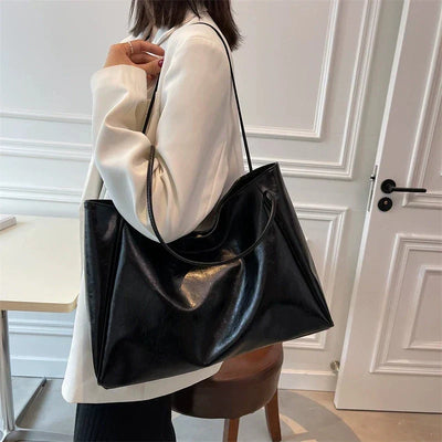 lisa™ – rummelig brun tote taske i læderlook