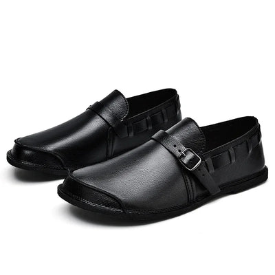 Læderloafers med spænder