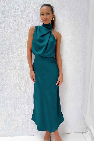 Eva - Lang Kjole med Halterneck