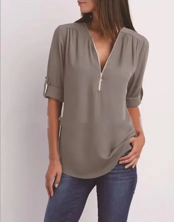 Ronja – Elegant top med lynlås 