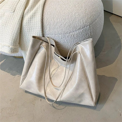 lisa™ – rummelig brun tote taske i læderlook