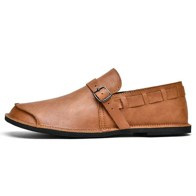 Læderloafers med spænder