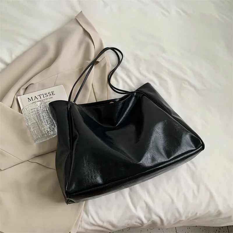 lisa™ – rummelig brun tote taske i læderlook