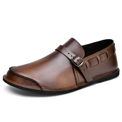 Læderloafers med spænder