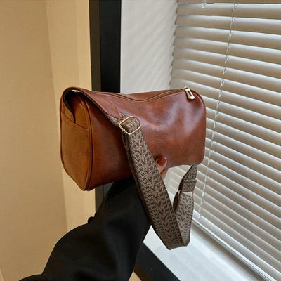 Trine™ | Vintage Læder Crossbody Taske med Vævet Justerbar Rem